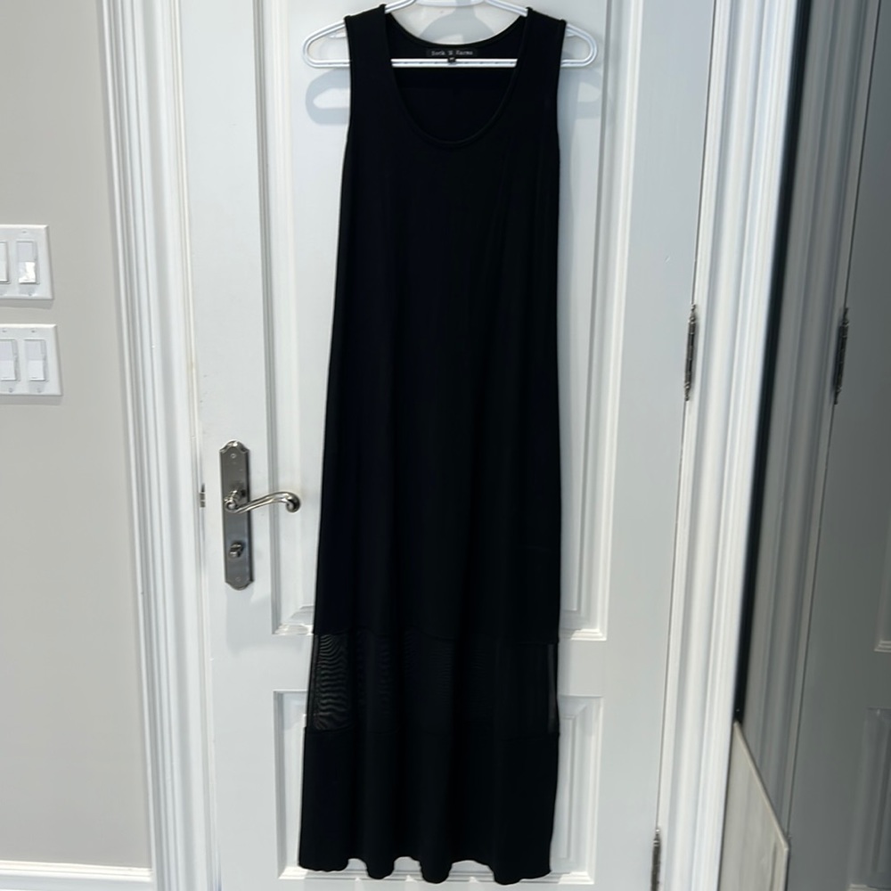 Maxi black dress with sheer panel detailing